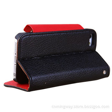 Fashionable PU Leather Flip Wallet-shaped Case/Cover for iPhone 5 with Card Slots